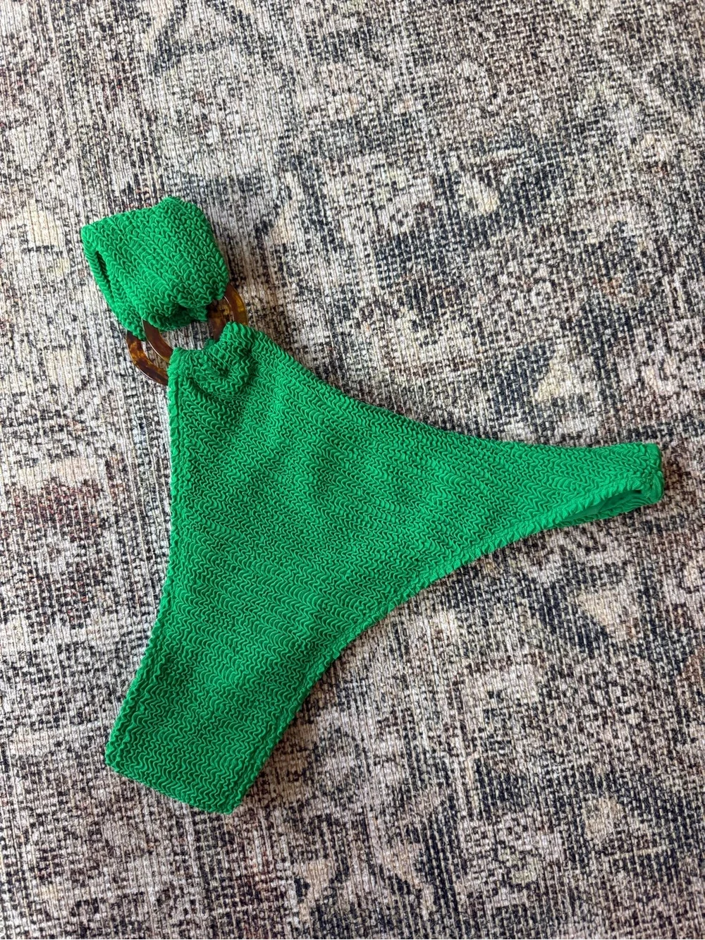 Monday Swimwear Green Crinkle Set (L top/M bottoms)
